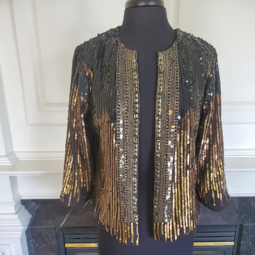 Chico's Sequin Evening Cropped Jacket - image 1